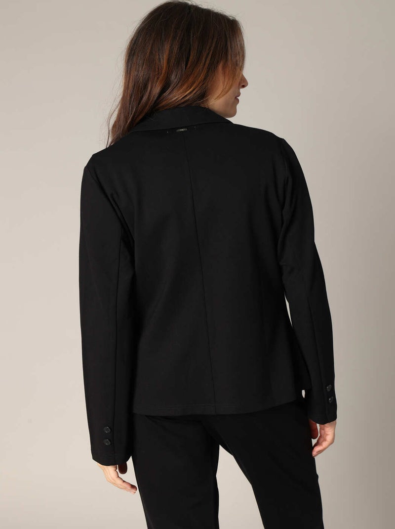 Blazer coupe droite avec col à revers et poches passepoilées 'Deeluxe' Noir - Kiabi