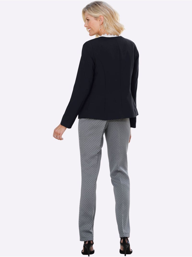 Blazer Court Aspect Soigné - Taille Standard - Moda Vilona Noir - Kiabi