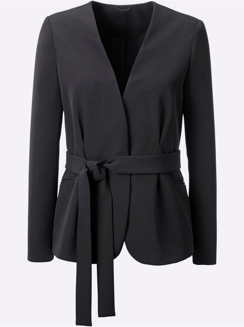 Blazer Court Ceinture - Taille Standard - helline Noir - Kiabi