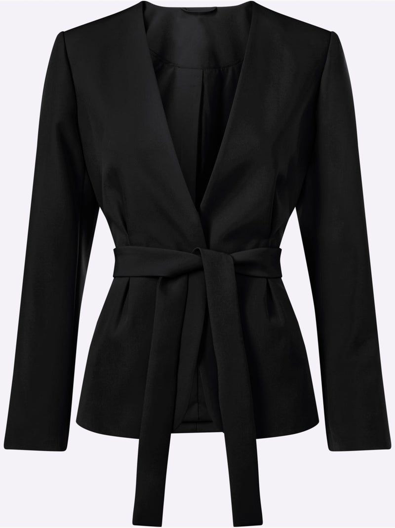 Blazer Court Ceinture - Taille Standard - helline Noir - Kiabi