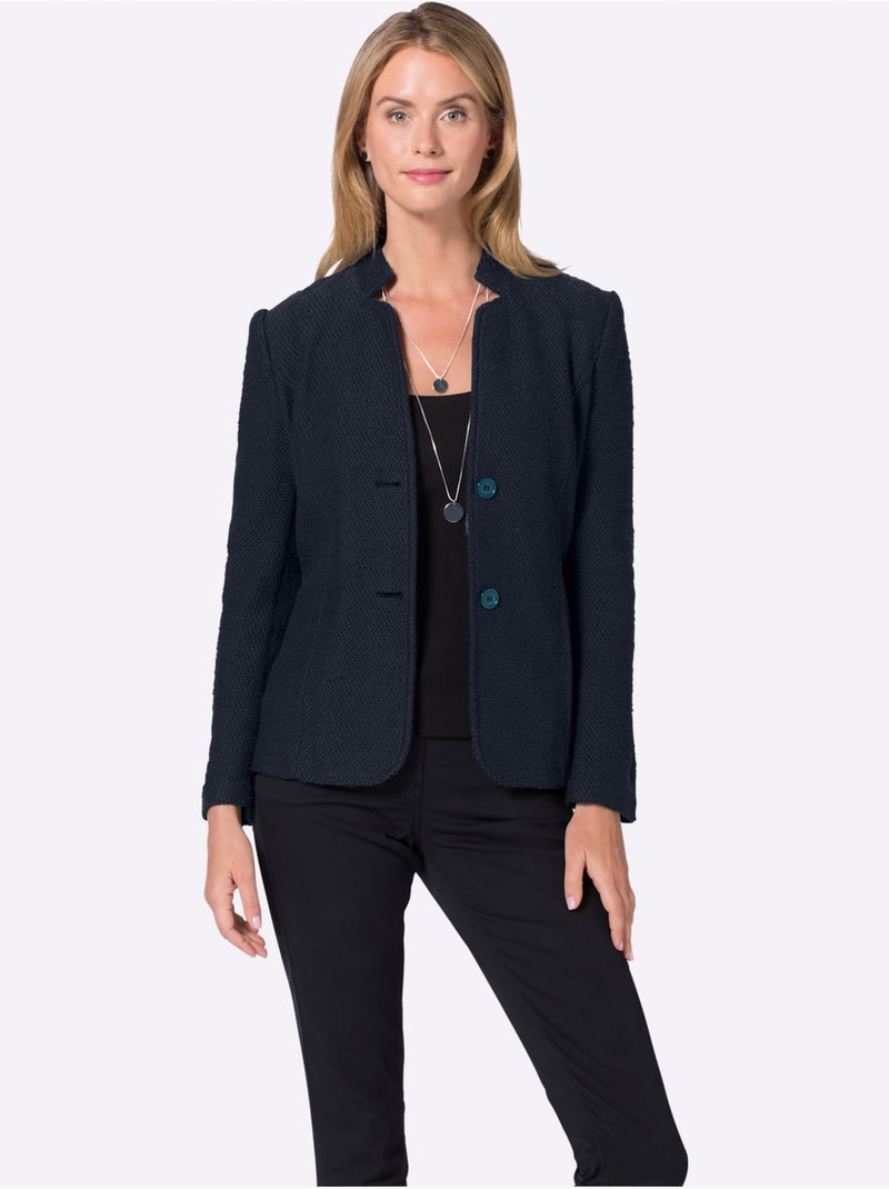 Blazer court qualité ultra-douce - taille standard - moda vilona Bleu marine - Kiabi
