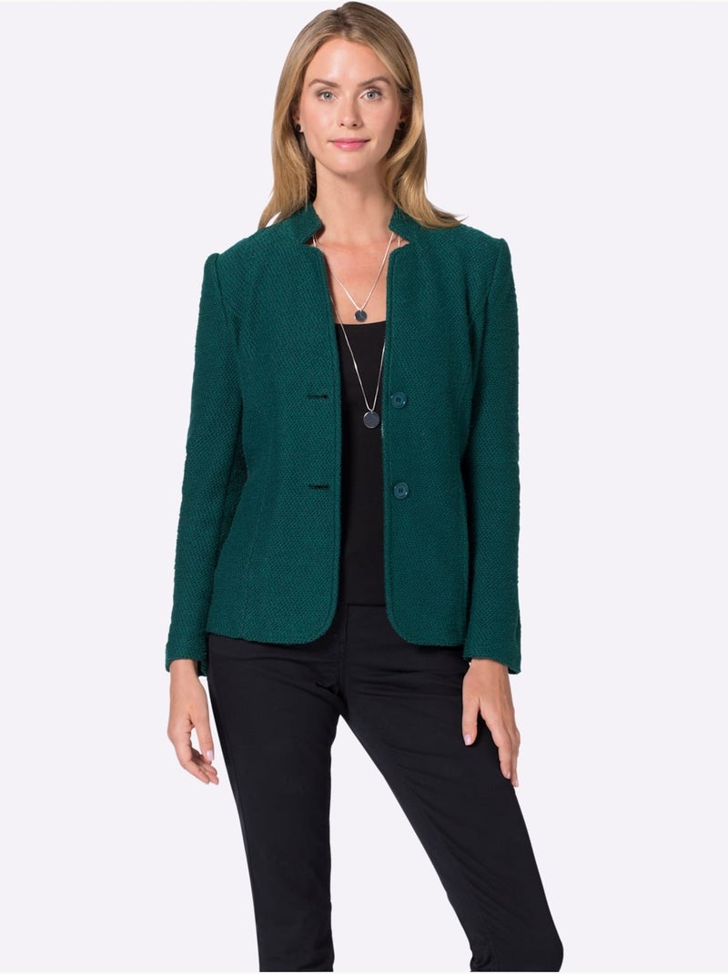 Blazer court qualité ultra-douce - taille standard - moda vilona Bleu pétrole - Kiabi