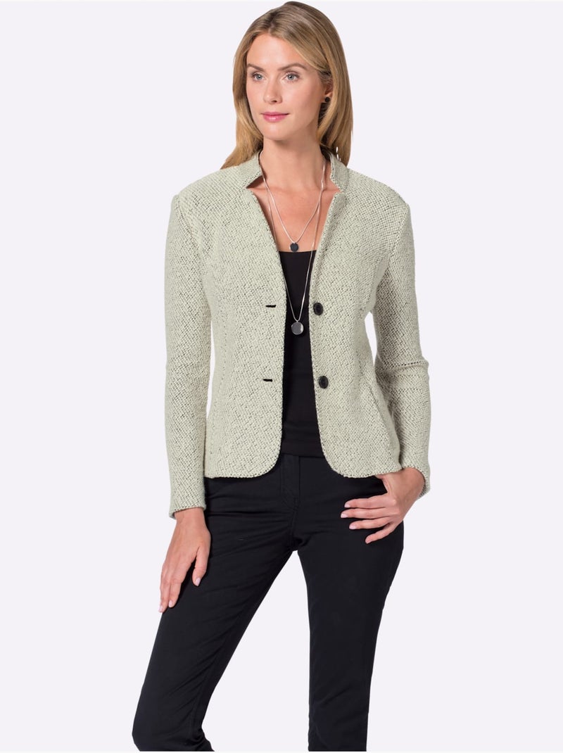 Blazer court qualité ultra-douce - taille standard - moda vilona Noir Blanc - Kiabi