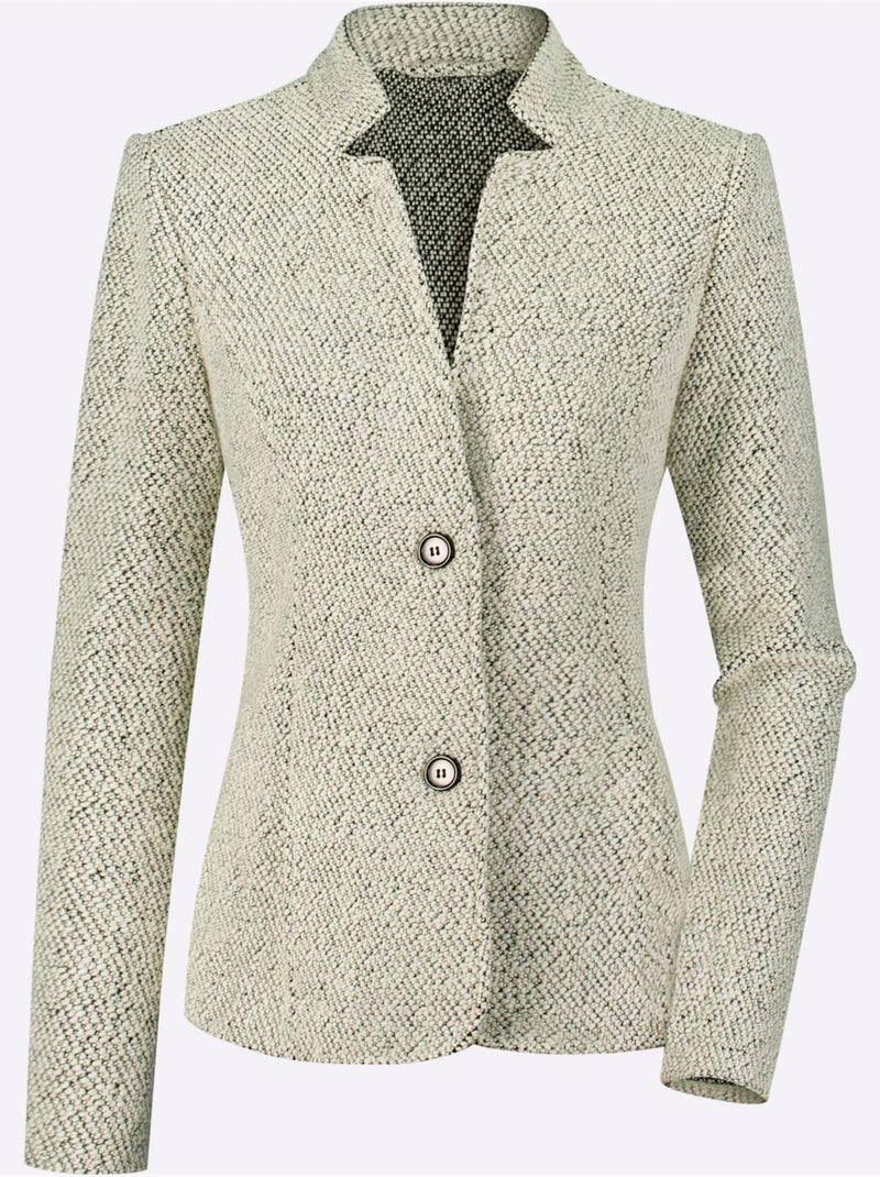 Blazer court qualité ultra-douce - taille standard - moda vilona Noir Blanc - Kiabi