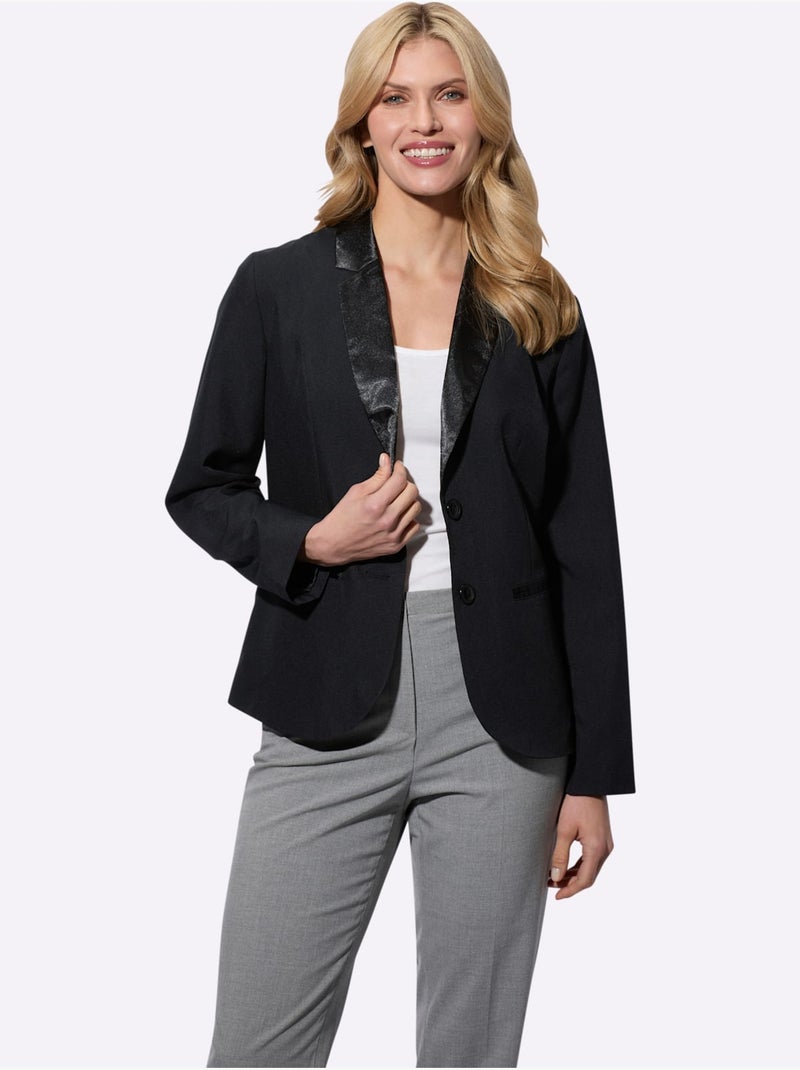 Blazer Coutures Princesse Structurantes - Taille Standard - Moda Vilona Noir - Kiabi
