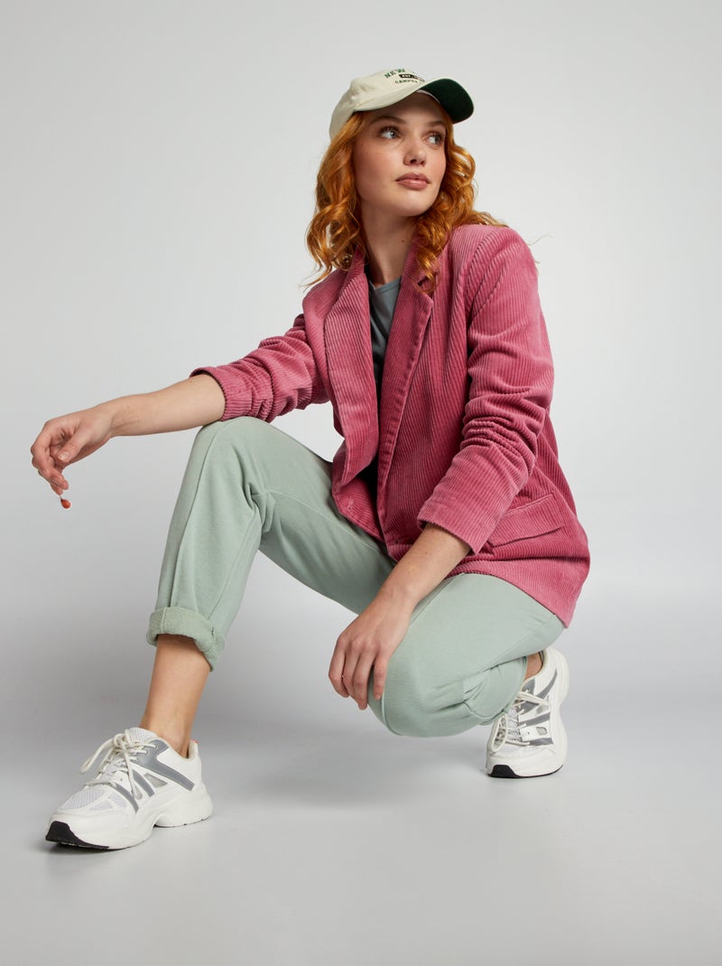 Blazer croisé en velours Rose - Kiabi