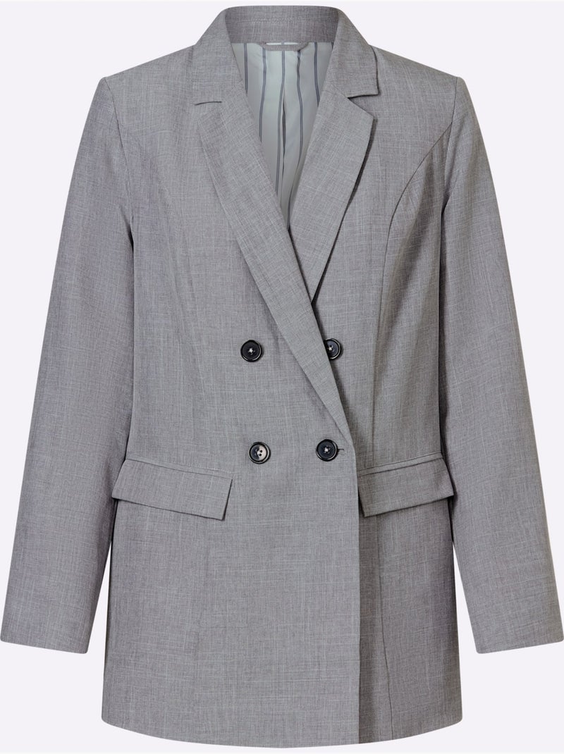 Blazer Doublure Rayée Tendance - Taille Standard - Moda Vilona Gris chiné - Kiabi