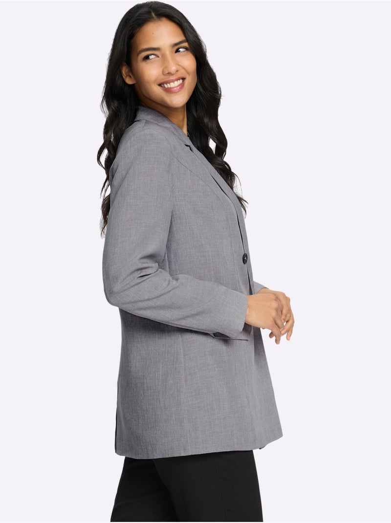 Blazer Doublure Rayée Tendance - Taille Standard - Moda Vilona Gris chiné - Kiabi