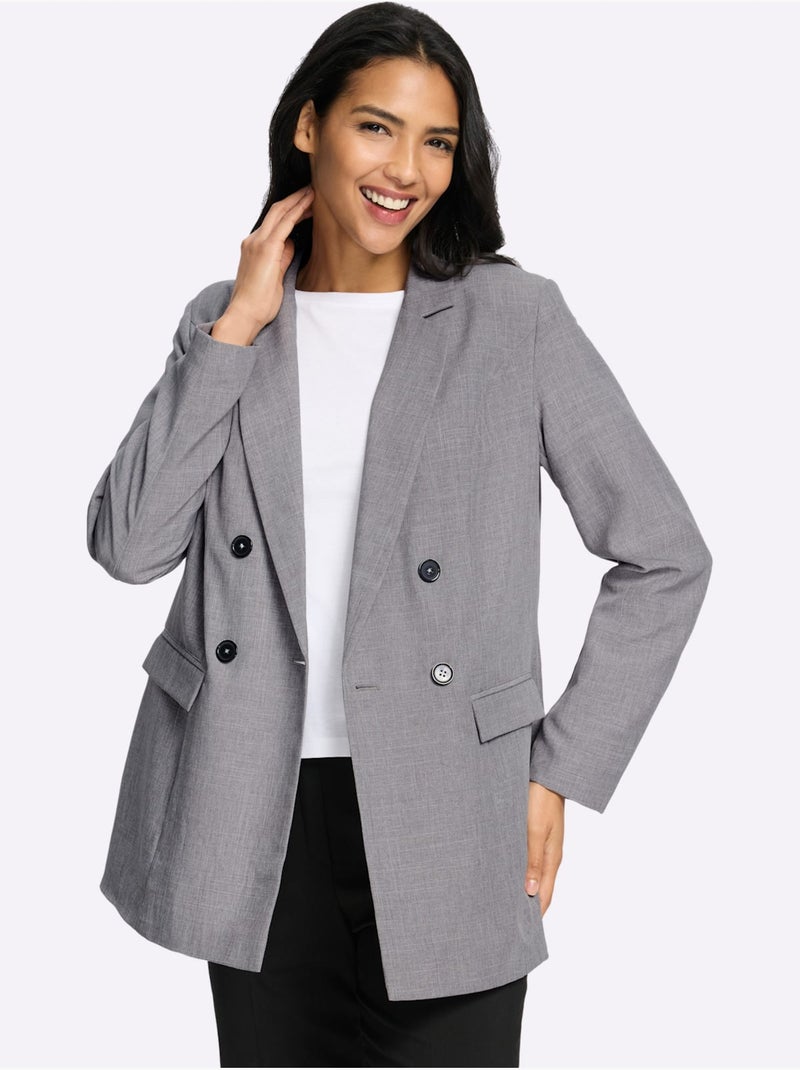Blazer Doublure Rayée Tendance - Taille Standard - Moda Vilona Gris clair - Kiabi