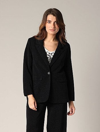 Blazer droit en tissu légèrement pailleté 'Deeluxe'