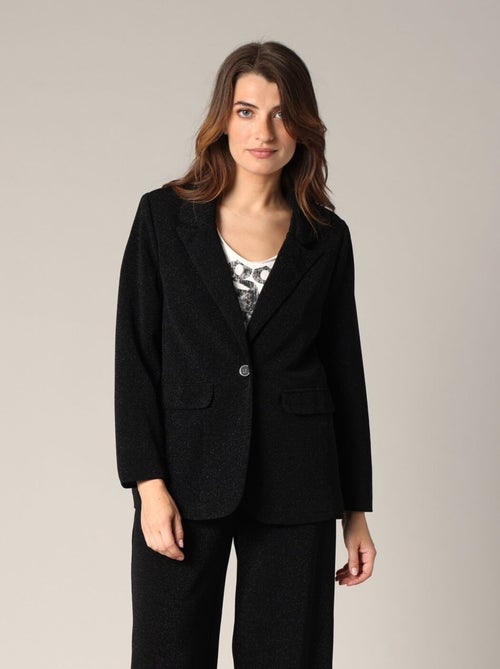 Blazer droit en tissu légèrement pailleté 'Deeluxe' - Kiabi