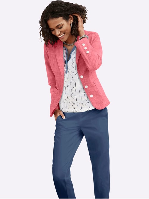 Blazer en coton à col revers et manches longues poches plaquées - taille standard - witt - Kiabi Blazer en coton à col revers et manches longues poches plaquées - taille standard - witt - Kiabi