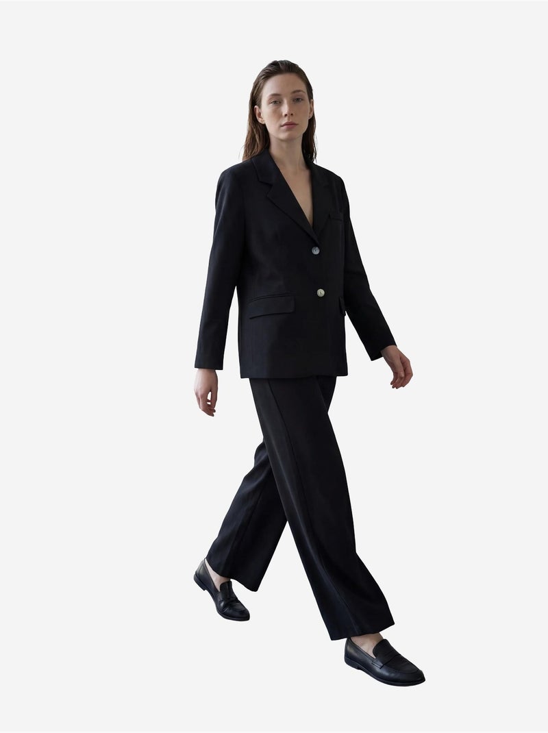 Blazer en coton et lin avec fermeture boutonnée my fashion Noir - Kiabi