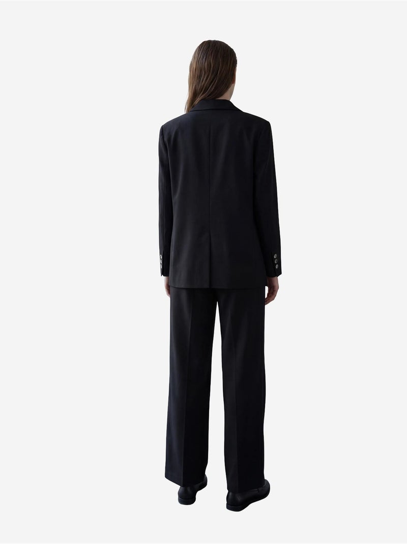 Blazer en coton et lin avec fermeture boutonnée my fashion Noir - Kiabi