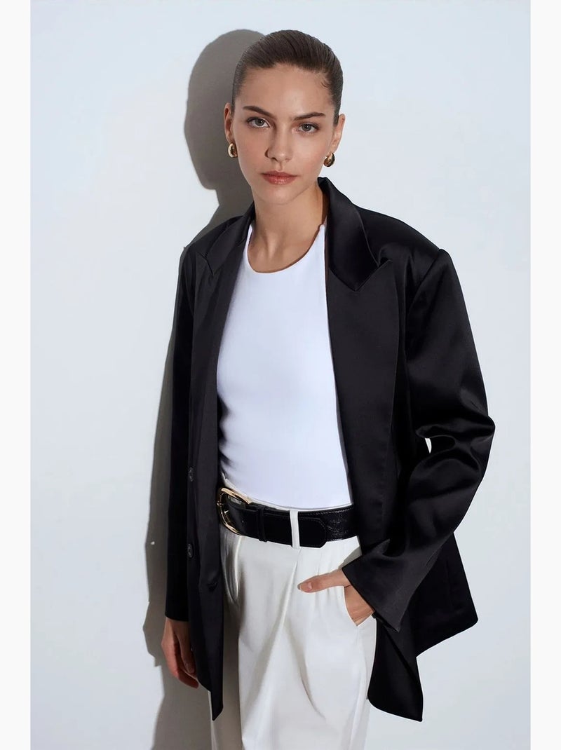 Blazer en crêpe dilvin Noir - Kiabi