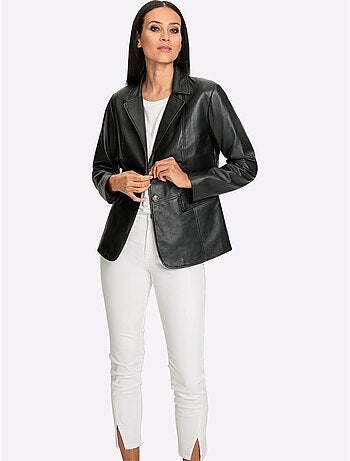 Blazer En Cuir 100% Cuir Agneau Nappa - Taille Standard - helline