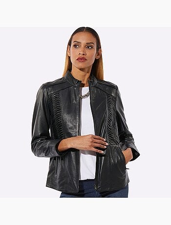 Blazer En Cuir Cuir Agneau Nappa De Qualité - Taille Standard - helline