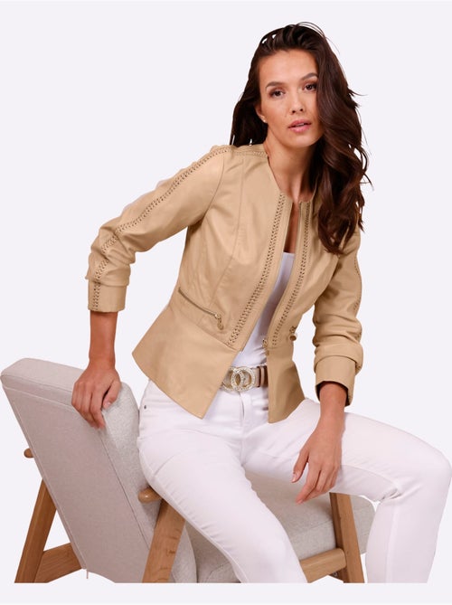 Blazer En Cuir Pur Cuir D'agneau Nappa - Taille Standard - Helline - Kiabi