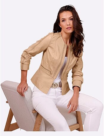 Blazer En Cuir Pur Cuir D'agneau Nappa - Taille Standard - helline
