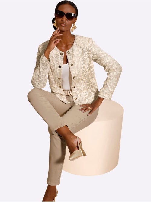 Blazer En Dentelle Tissu Extérieur 100% Coton - Taille Standard - Helline - Kiabi Blazer En Dentelle Tissu Extérieur 100% Coton - Taille Standard - Helline - Kiabi