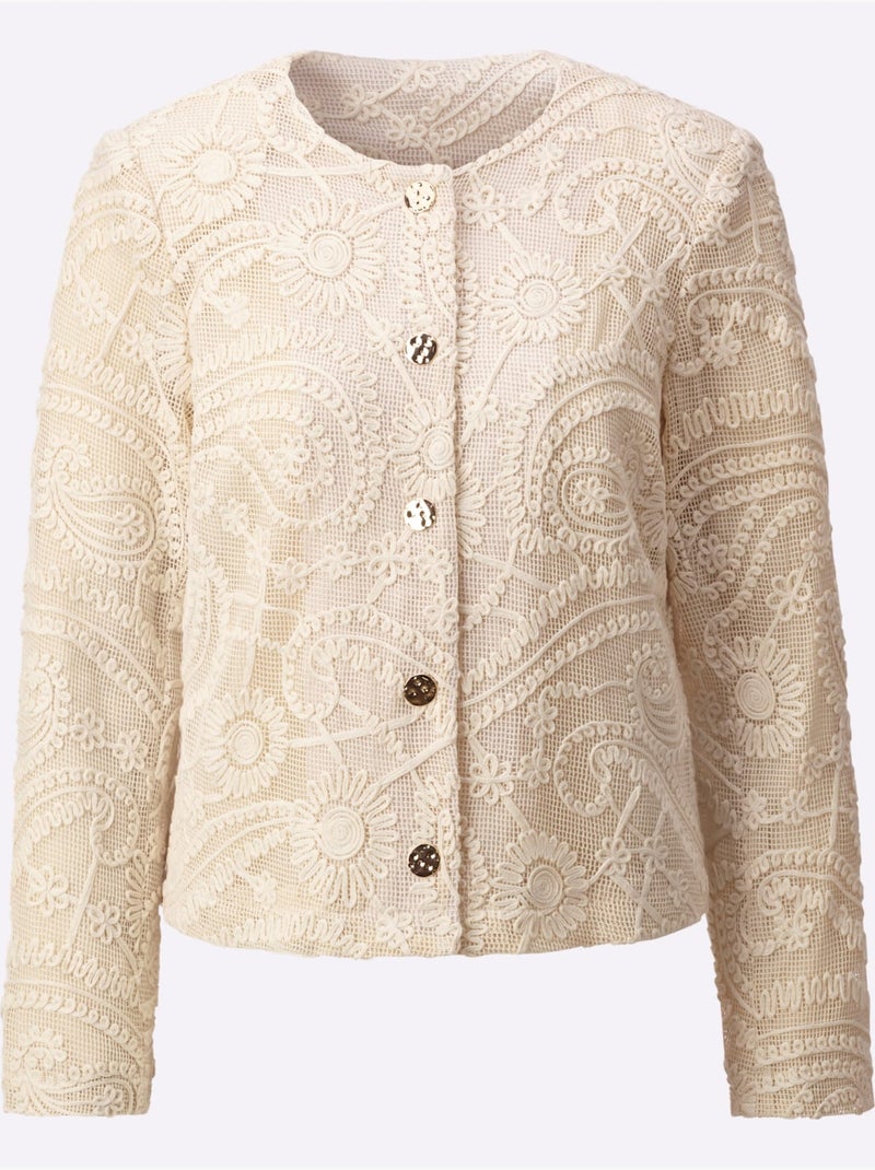 Blazer En Dentelle Tissu Extérieur 100% Coton - Taille Standard - Helline Ecru - Kiabi