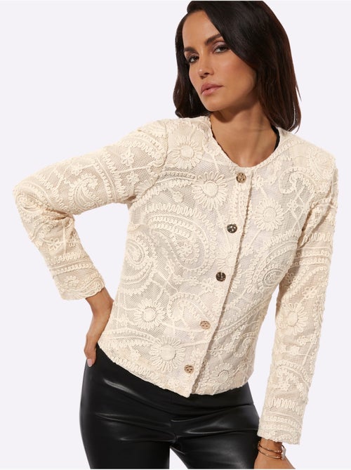 Blazer En Dentelle Tissu Extérieur 100% Coton - Taille Standard - Helline - Kiabi Blazer En Dentelle Tissu Extérieur 100% Coton - Taille Standard - Helline - Kiabi
