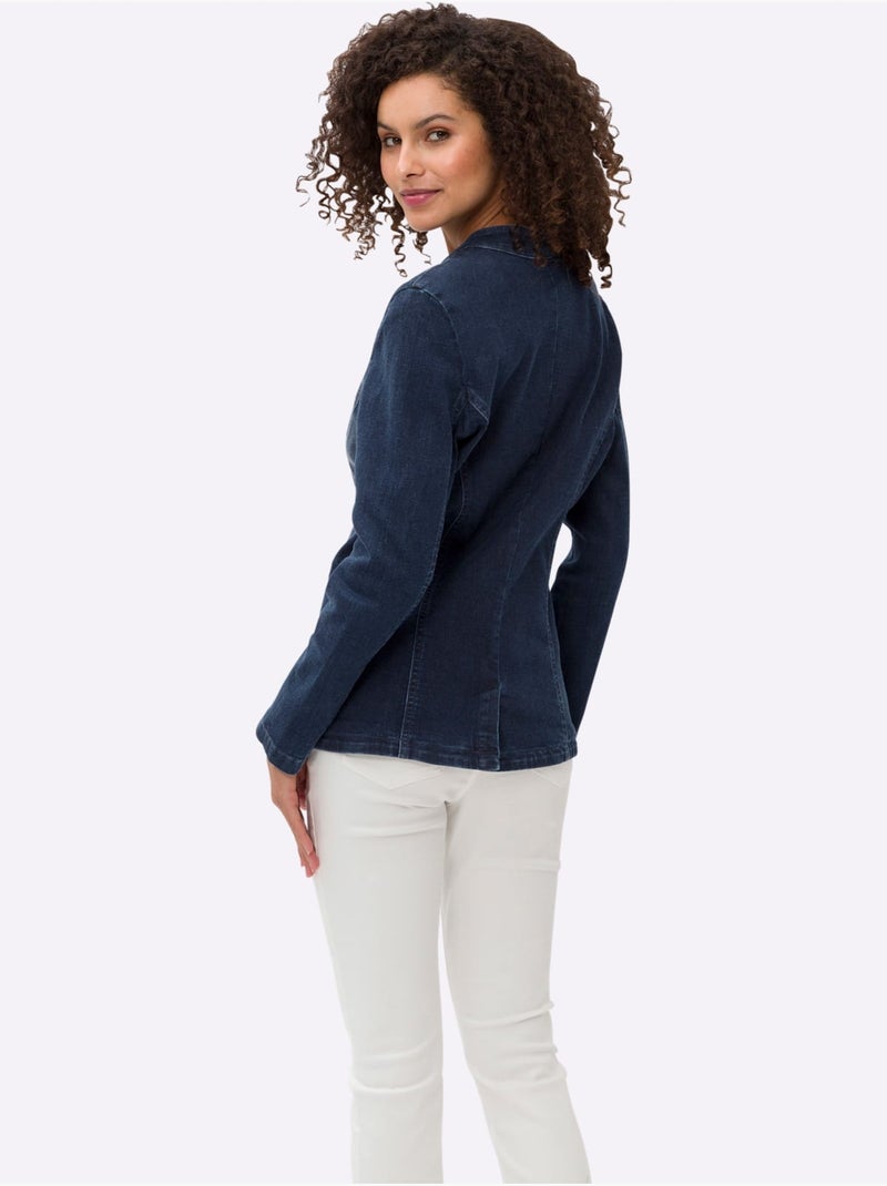 Blazer En Jean 95% Coton - Taille Standard - Helline Bleu foncé - Kiabi