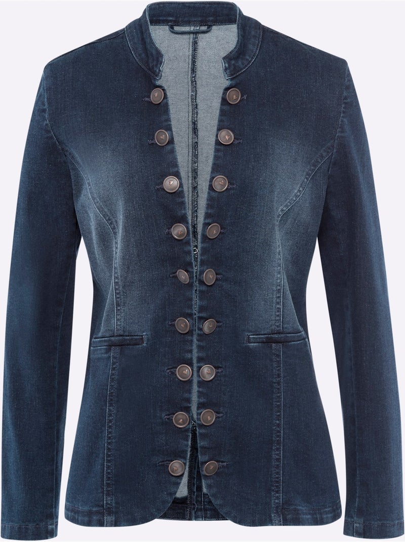 Blazer En Jean 95% Coton - Taille Standard - Helline Bleu foncé - Kiabi
