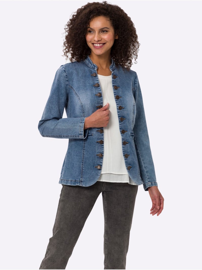 Blazer En Jean 95% Coton - Taille Standard - Helline Bleu - Kiabi