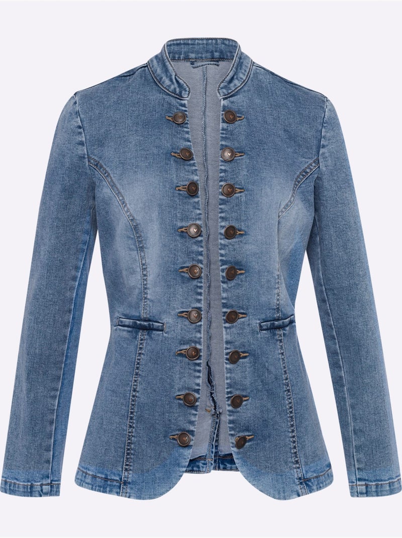 Blazer En Jean 95% Coton - Taille Standard - Helline Bleu - Kiabi