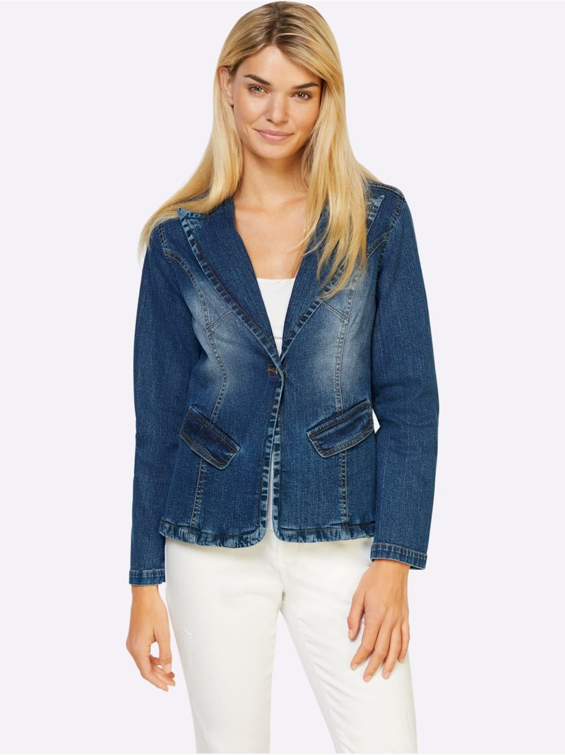 Blazer En Jean Alternative Parfaite Au Blazer - Taille Standard - Helline Bleu jean - Kiabi