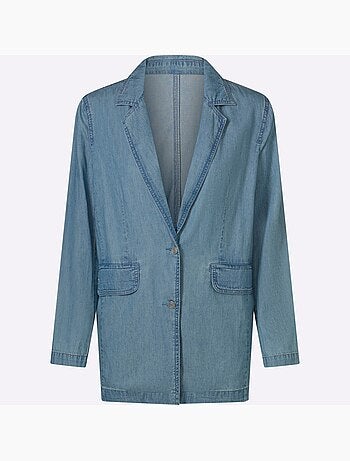 Blazer en jean avec col à revers et manches longues - Taille standard - Moda Vilona