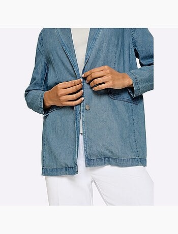 Blazer en jean avec col à revers et manches longues - Taille standard - Moda Vilona