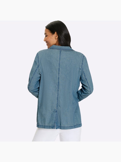 Blazer en jean avec col à revers et manches longues - Taille standard - Moda Vilona - Kiabi Blazer en jean avec col à revers et manches longues - Taille standard - Moda Vilona - Kiabi