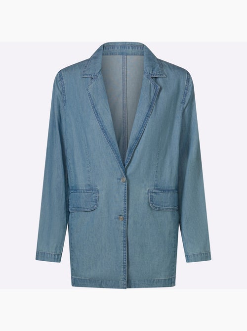 Blazer en jean avec col à revers et manches longues - Taille standard - Moda Vilona - Kiabi Blazer en jean avec col à revers et manches longues - Taille standard - Moda Vilona - Kiabi