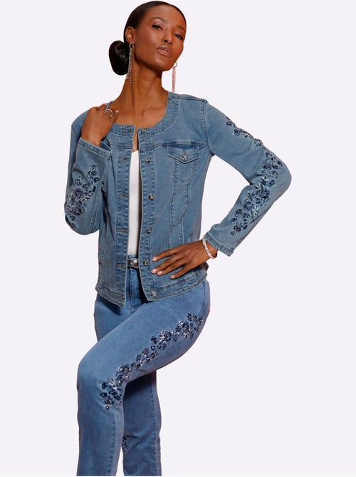 Blazer En Jean Avec Coton - Taille Standard - Helline - Kiabi Blazer En Jean Avec Coton - Taille Standard - Helline - Kiabi