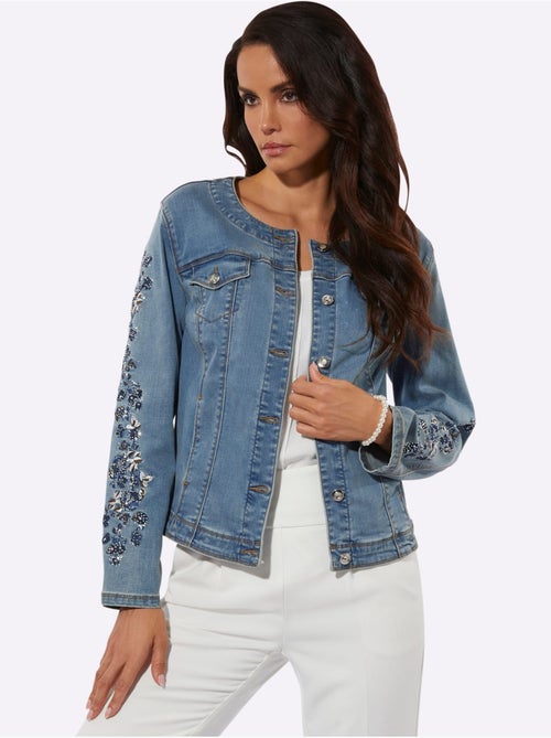 Blazer En Jean Avec Coton - Taille Standard - Helline - Kiabi Blazer En Jean Avec Coton - Taille Standard - Helline - Kiabi