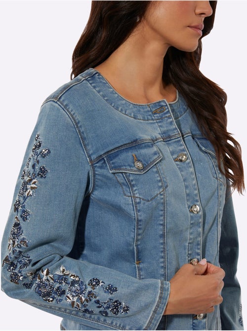 Blazer En Jean Avec Coton - Taille Standard - Helline - Kiabi Blazer En Jean Avec Coton - Taille Standard - Helline - Kiabi