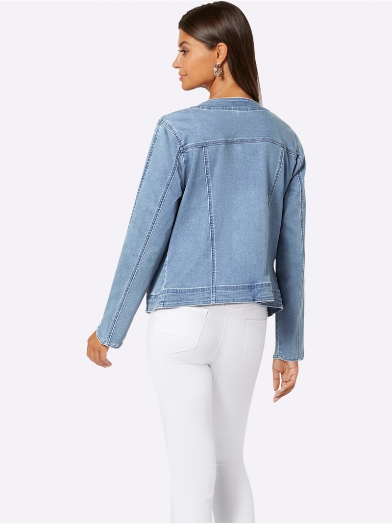 Blazer En Jean Boutons-pression Dissimulés - Taille Standard - Helline Bleu - Kiabi
