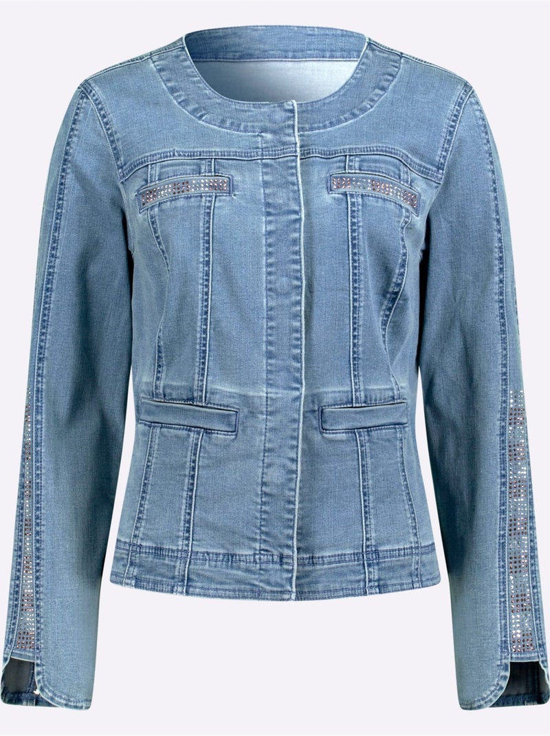 Blazer En Jean Boutons-pression Dissimulés - Taille Standard - Helline Bleu - Kiabi