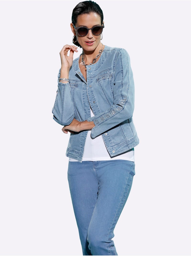 Blazer En Jean Boutons-pression Dissimulés - Taille Standard - Helline Bleu - Kiabi