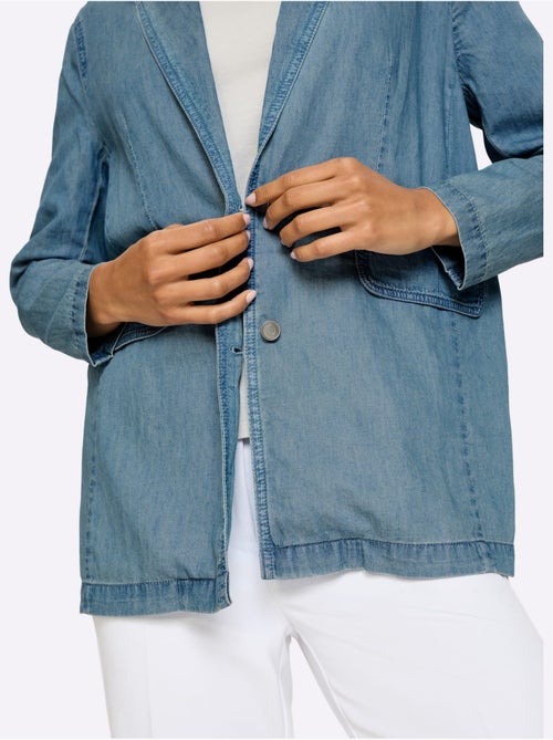 Blazer En Jean Denim Doux - Taille Standard - Moda Vilona - Kiabi Blazer En Jean Denim Doux - Taille Standard - Moda Vilona - Kiabi