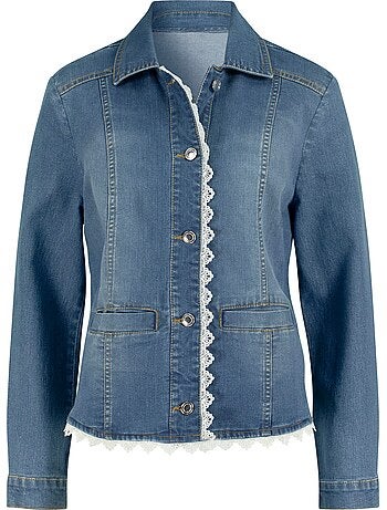 Blazer En Jean Détails élégants En Dentelle - Taille Standard - Moda Vilona