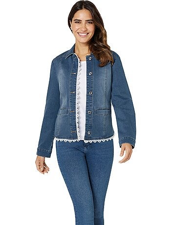 Blazer En Jean Détails élégants En Dentelle - Taille Standard - Moda Vilona
