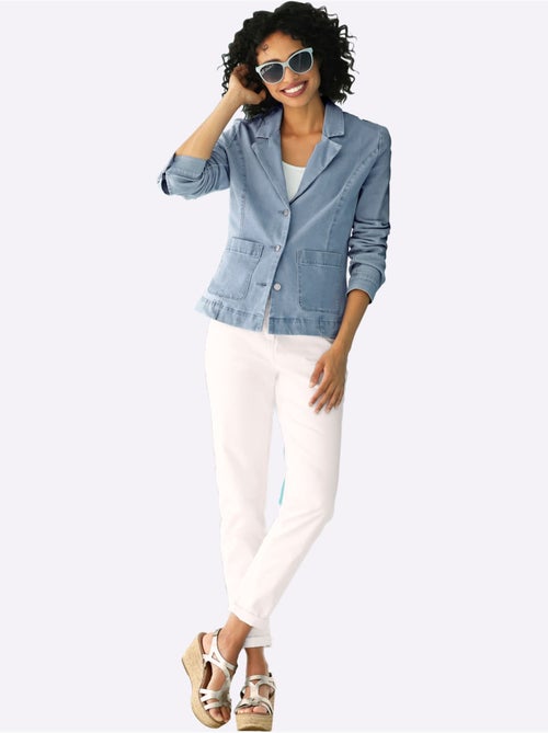 Blazer En Jean Effet Délavé - Taille Standard - Helline - Kiabi Blazer En Jean Effet Délavé - Taille Standard - Helline - Kiabi