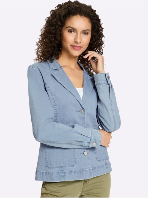 Blazer En Jean Effet Délavé - Taille Standard - Helline - Kiabi Blazer En Jean Effet Délavé - Taille Standard - Helline - Kiabi
