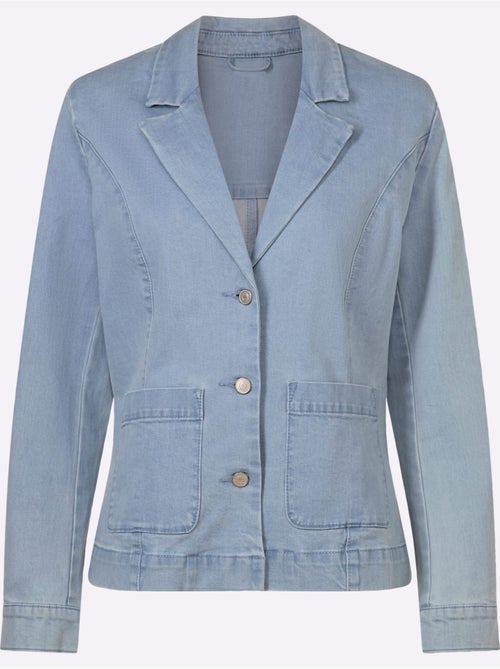 Blazer En Jean Effet Délavé - Taille Standard - Helline - Kiabi Blazer En Jean Effet Délavé - Taille Standard - Helline - Kiabi