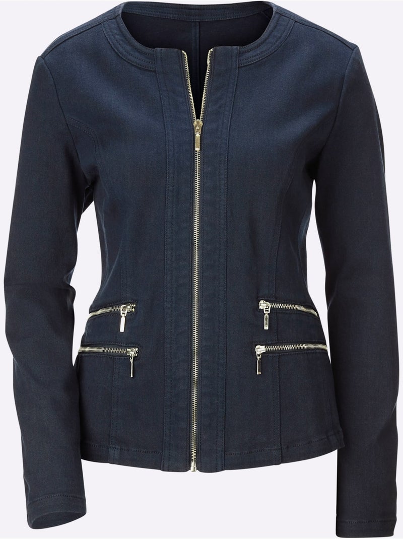 Blazer En Jean Qualité Coton - Taille Standard - Witt Bleu marine - Kiabi