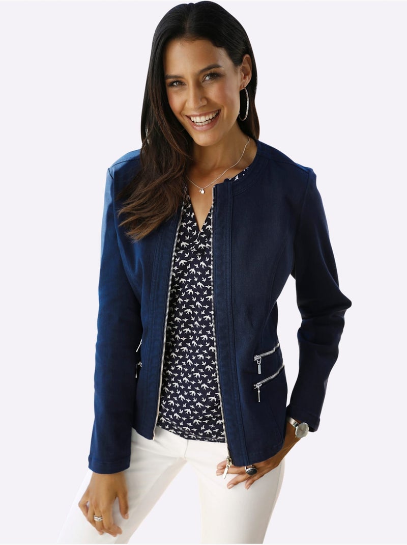 Blazer En Jean Qualité Coton - Taille Standard - Witt Bleu marine - Kiabi