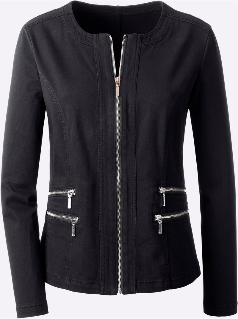 Blazer En Jean Qualité Coton - Taille Standard - Witt Noir - Kiabi
